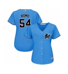 Women's Miami Marlins #54 Sergio Romo Replica Blue Alternate 1 Cool Base Baseball Jersey