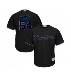 Youth Miami Marlins #54 Sergio Romo Replica Black Alternate 2 Cool Base Baseball Jersey