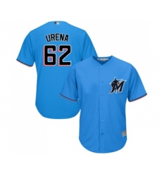 Men's Miami Marlins #62 Jose Urena Replica Blue Alternate 1 Cool Base Baseball Jersey
