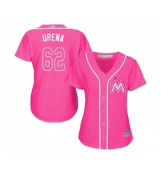 Women's Miami Marlins #62 Jose Urena Replica Pink Fashion Cool Base Baseball Jersey