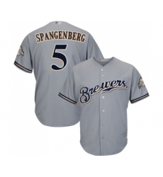 Men's Milwaukee Brewers #5 Cory Spangenberg Replica Grey Road Cool Base Baseball Jersey