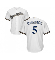 Men's Milwaukee Brewers #5 Cory Spangenberg Replica White Alternate Cool Base Baseball Jersey