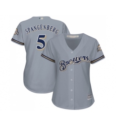 Women's Milwaukee Brewers #5 Cory Spangenberg Replica Grey Road Cool Base Baseball Jersey