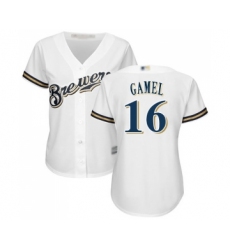Women's Milwaukee Brewers #16 Ben Gamel Replica White Alternate Cool Base Baseball Jersey