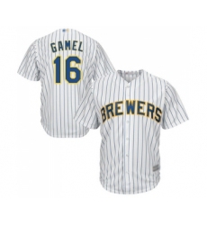 Youth Milwaukee Brewers #16 Ben Gamel Replica White Home Cool Base Baseball Jersey