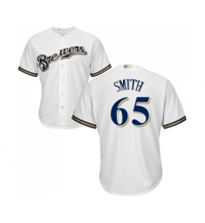Men's Milwaukee Brewers #65 Burch Smith Replica White Alternate Cool Base Baseball Jersey