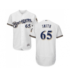 Men's Milwaukee Brewers #65 Burch Smith White Alternate Flex Base Authentic Collection Baseball Jersey