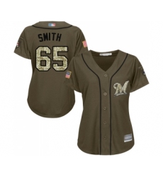 Women's Milwaukee Brewers #65 Burch Smith Authentic Green Salute to Service Baseball Jersey