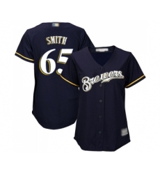 Women's Milwaukee Brewers #65 Burch Smith Authentic Navy Blue Alternate Cool Base Baseball Jersey