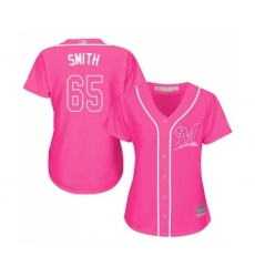 Women's Milwaukee Brewers #65 Burch Smith Replica Pink Fashion Cool Base Baseball Jersey