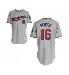 Men's Minnesota Twins #16 Jonathan Schoop Replica Grey Road Cool Base Baseball Jersey