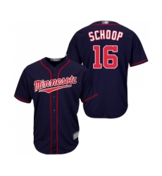 Men's Minnesota Twins #16 Jonathan Schoop Replica Navy Blue Alternate Road Cool Base Baseball Jersey