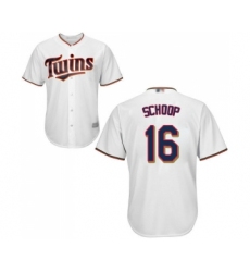 Men's Minnesota Twins #16 Jonathan Schoop Replica White Home Cool Base Baseball Jersey