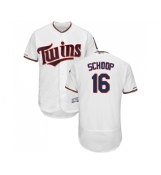 Men's Minnesota Twins #16 Jonathan Schoop White Home Flex Base Authentic Collection Baseball Jersey