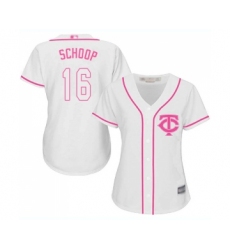 Women's Minnesota Twins #16 Jonathan Schoop Replica White Fashion Cool Base Baseball Jersey