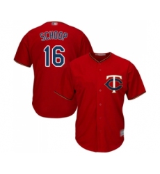 Youth Minnesota Twins #16 Jonathan Schoop Replica Scarlet Alternate Cool Base Baseball Jersey