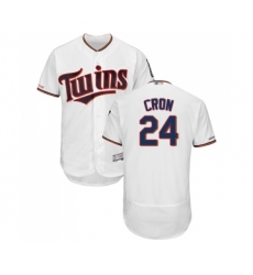 Men's Minnesota Twins #24 C. J. Cron White Home Flex Base Authentic Collection Baseball Jersey