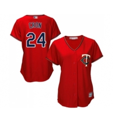 Women's Minnesota Twins #24 C. J. Cron Replica Scarlet Alternate Cool Base Baseball Jersey