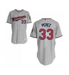 Men's Minnesota Twins #33 Martin Perez Authentic Grey Road Cool Base Baseball Jersey