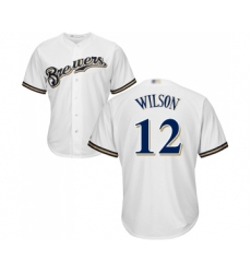 Men's Milwaukee Brewers #12 Alex Wilson Replica White Alternate Cool Base Baseball Jersey