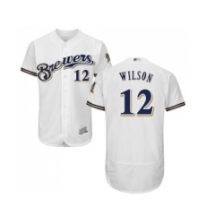 Men's Milwaukee Brewers #12 Alex Wilson White Alternate Flex Base Authentic Collection Baseball Jersey