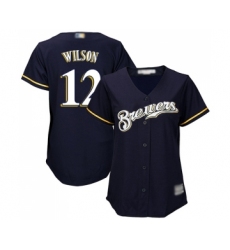 Women's Milwaukee Brewers #12 Alex Wilson Authentic Navy Blue Alternate Cool Base Baseball Jersey