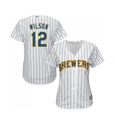 Women's Milwaukee Brewers #12 Alex Wilson Replica White Home Cool Base Baseball Jersey