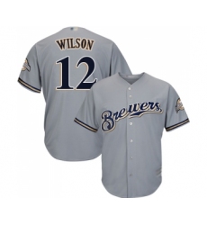 Youth Milwaukee Brewers #12 Alex Wilson Replica Grey Road Cool Base Baseball Jersey