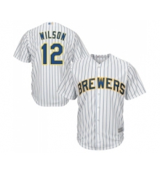 Youth Milwaukee Brewers #12 Alex Wilson Replica White Home Cool Base Baseball Jersey