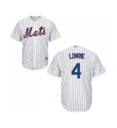 Youth New York Mets #4 Jed Lowrie Authentic White Home Cool Base Baseball Jersey