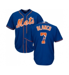 Men's New York Mets #7 Gregor Blanco Authentic Royal Blue Team Logo Fashion Cool Base Baseball Jersey