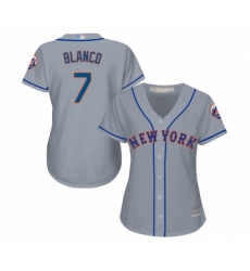 Women's New York Mets #7 Gregor Blanco Authentic Grey Road Cool Base Baseball Jersey