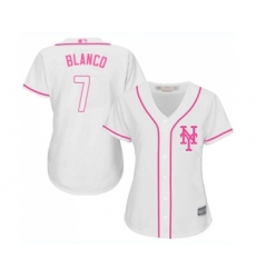 Women's New York Mets #7 Gregor Blanco Authentic White Fashion Cool Base Baseball Jersey