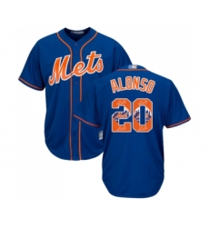 Men's New York Mets #20 Pete Alonso Authentic Royal Blue Team Logo Fashion Cool Base Baseball Jersey