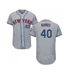 Men's New York Mets #40 Wilson Ramos Grey Road Flex Base Authentic Collection Baseball Jersey