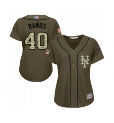 Women's New York Mets #40 Wilson Ramos Authentic Green Salute to Service Baseball Jersey