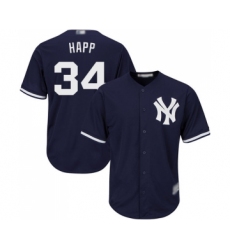 Men's New York Yankees #34 J.A. Happ Replica Navy Blue Alternate Baseball Jersey