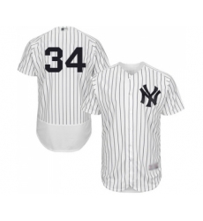 Men's New York Yankees #34 J.A. Happ White Home Flex Base Authentic Collection Baseball Jersey