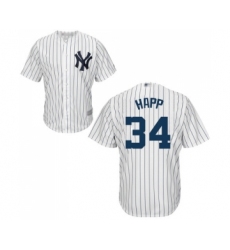 Youth New York Yankees #34 J.A. Happ Authentic White Home Baseball Jersey