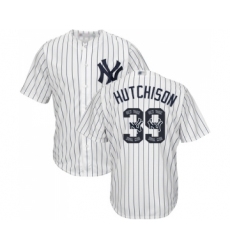 Men's New York Yankees #39 Drew Hutchison Authentic White Team Logo Fashion Baseball Jersey