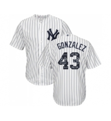 Men's New York Yankees #43 Gio Gonzalez Authentic White Team Logo Fashion Baseball Jersey