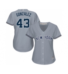 Women's New York Yankees #43 Gio Gonzalez Authentic Grey Road Baseball Jersey