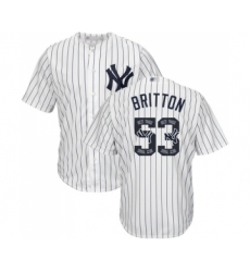 Men's New York Yankees #53 Zach Britton Authentic White Team Logo Fashion Baseball Jersey