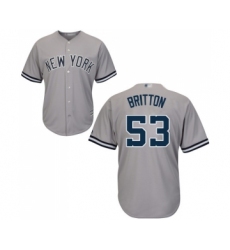 Men's New York Yankees #53 Zach Britton Replica Grey Road Baseball Jersey