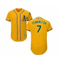 Men's Oakland Athletics #7 Cliff Pennington Gold Alternate Flex Base Authentic Collection Baseball Jersey