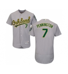 Men's Oakland Athletics #7 Cliff Pennington Grey Road Flex Base Authentic Collection Baseball Jersey
