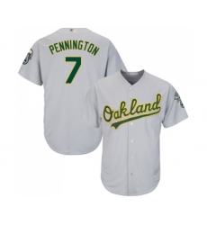 Men's Oakland Athletics #7 Cliff Pennington Replica Grey Road Cool Base Baseball Jersey
