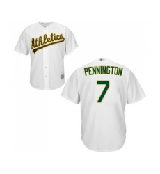 Men's Oakland Athletics #7 Cliff Pennington Replica White Home Cool Base Baseball Jersey