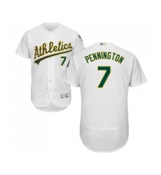 Men's Oakland Athletics #7 Cliff Pennington White Home Flex Base Authentic Collection Baseball Jersey