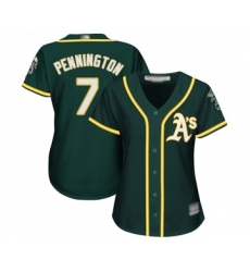 Women's Oakland Athletics #7 Cliff Pennington Replica Green Alternate 1 Cool Base Baseball Jersey